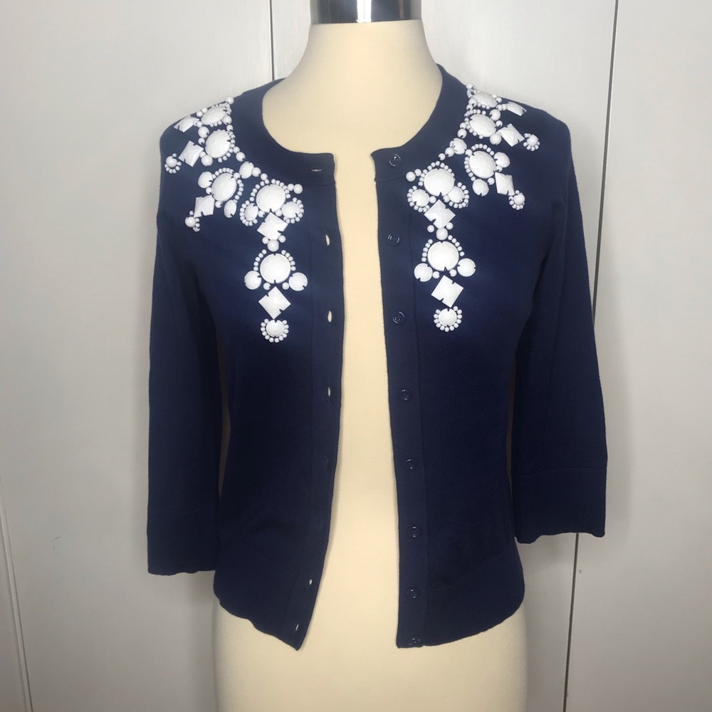Kate Spade 3/4 sleeve sweater with white beads - Picture 1 of 5